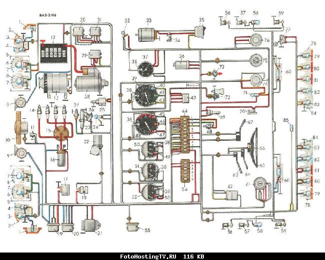 Схема электрооборудования автомобиля ВАЗ 2106