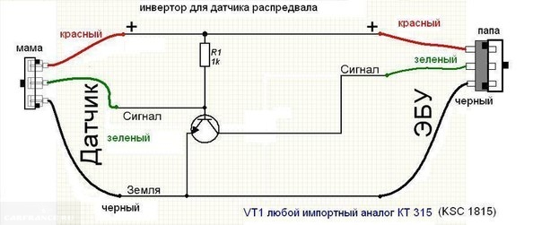 Схема работы датчика фаз ВАЗ-2114