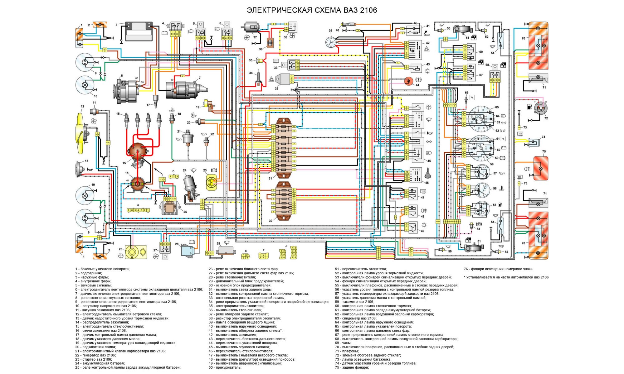 Схема электропроводки ВАЗ-2106